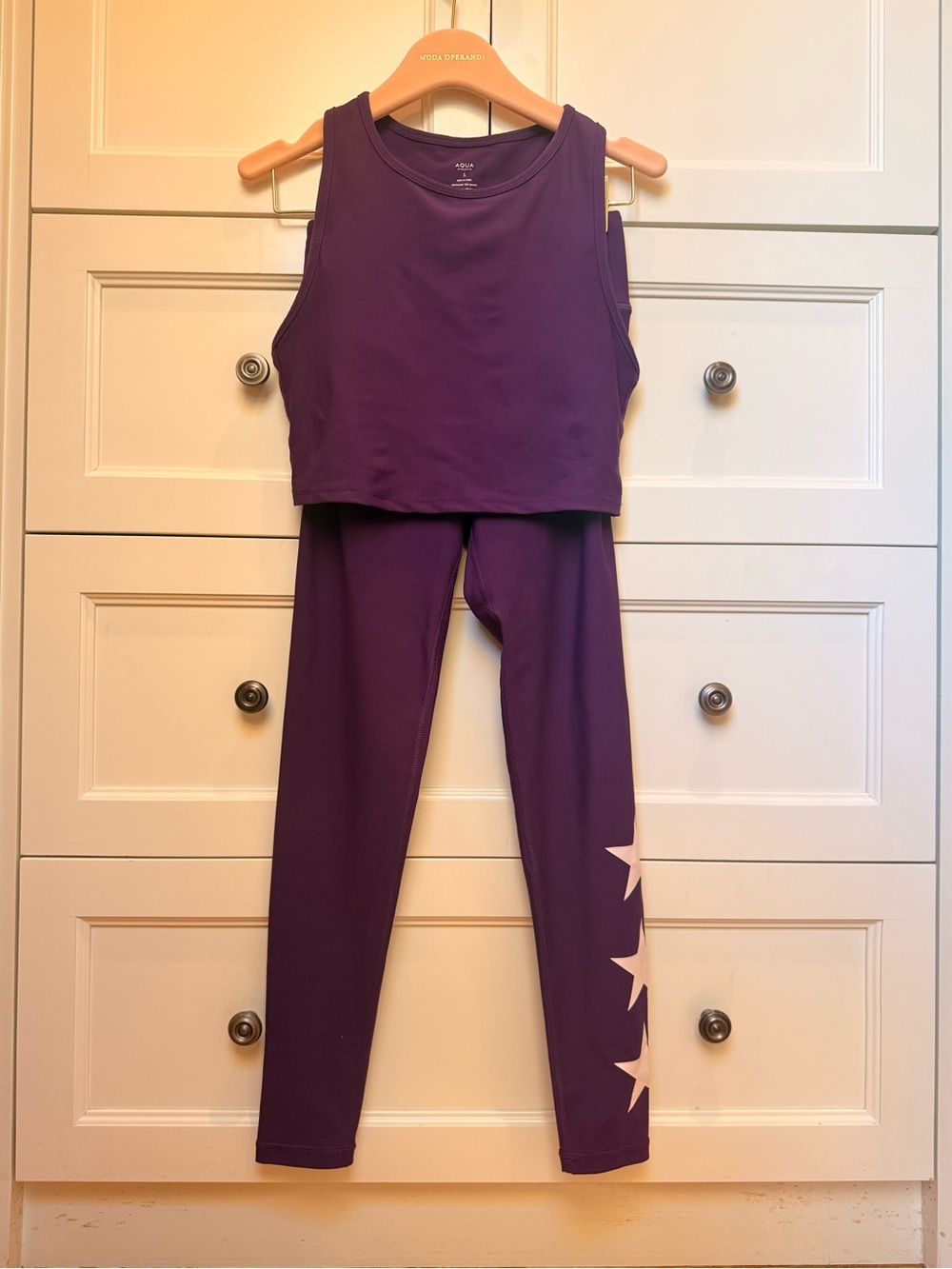 Aqua Purple Star Sports Bra and Legging Sport Set